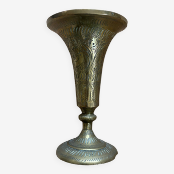 Small Indian engraved brass vase
