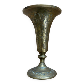 Small Indian engraved brass vase