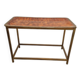Table Basse Hollywood Regency Mid-Century avec Plateau Amovible en Bakélite et Cadre en Laiton, France, 196
