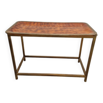 Table Basse Hollywood Regency Mid-Century avec Plateau Amovible en Bakélite et Cadre en Laiton, France, 196