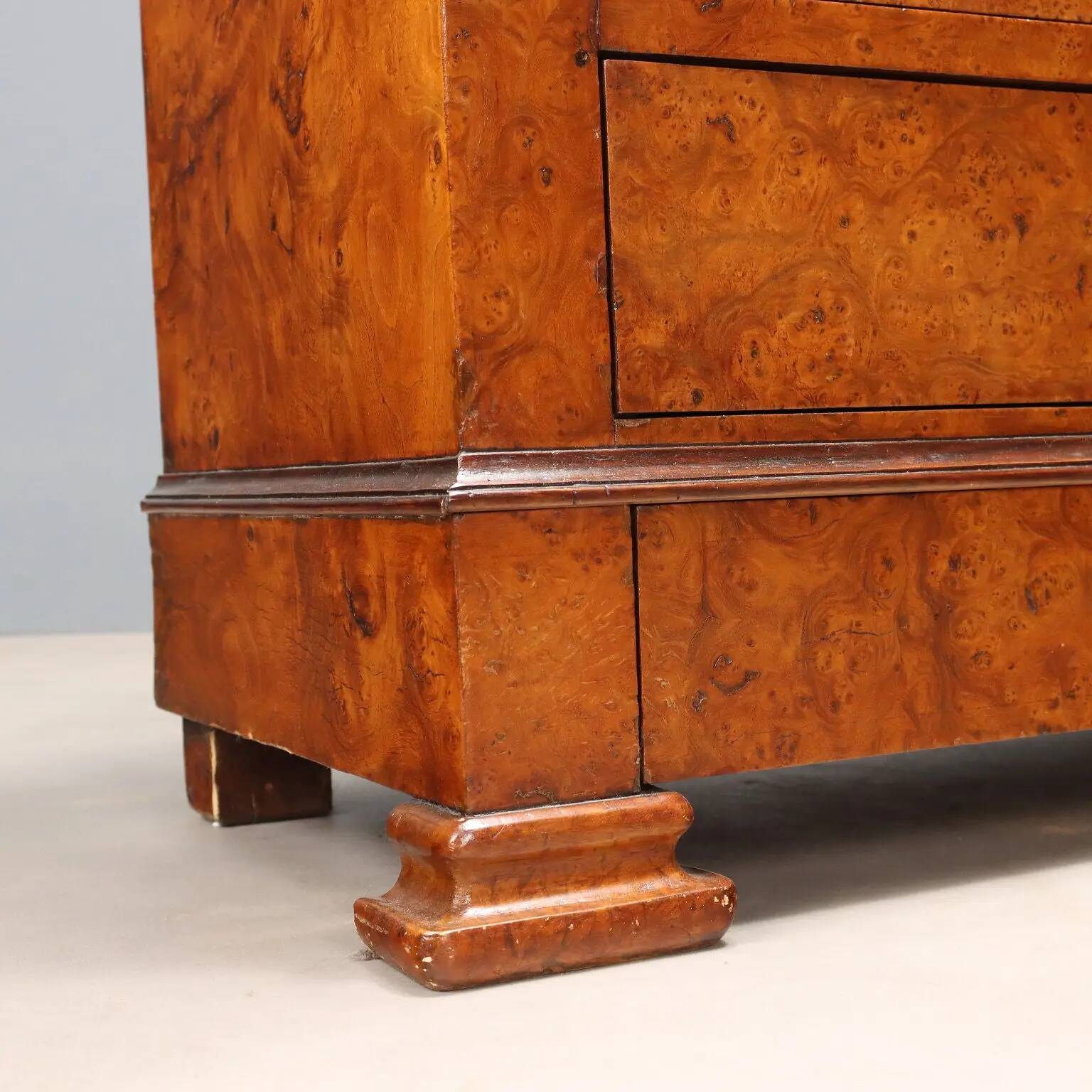 Former secretary in elm with a marble top, France, 19th century.