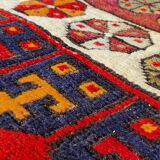 Carpet Turkey 1980. Large nomadic vintage carpet with large geometric decorations 135x250cm