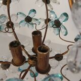 Suspension decorated with 42 blue and clear crystal flowers, Maison Baguès style, 1930s.