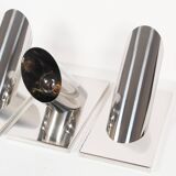 Set of three large sculptural vintage chrome metal wall lights