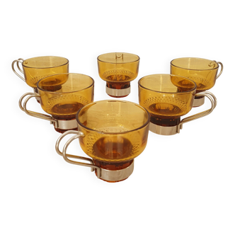 Amber glass italian coffee espresso cups