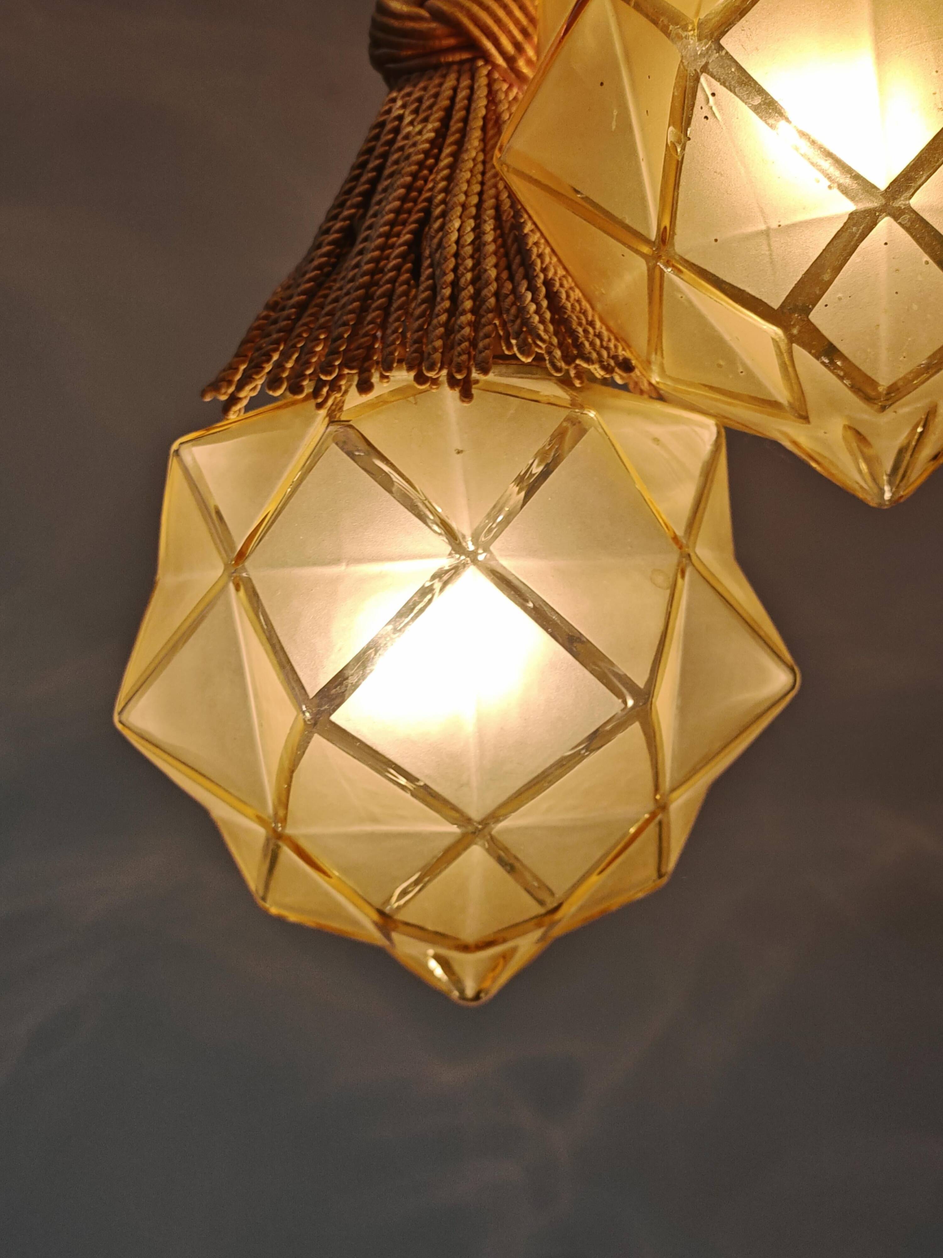 Lustre Art Déco avec Abat-jours en Forme d'Étoile, 1930