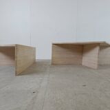 Tables basses triangulaires en travertin Up & Up, années 1970