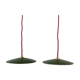 Pair of old green enamelled suspensions