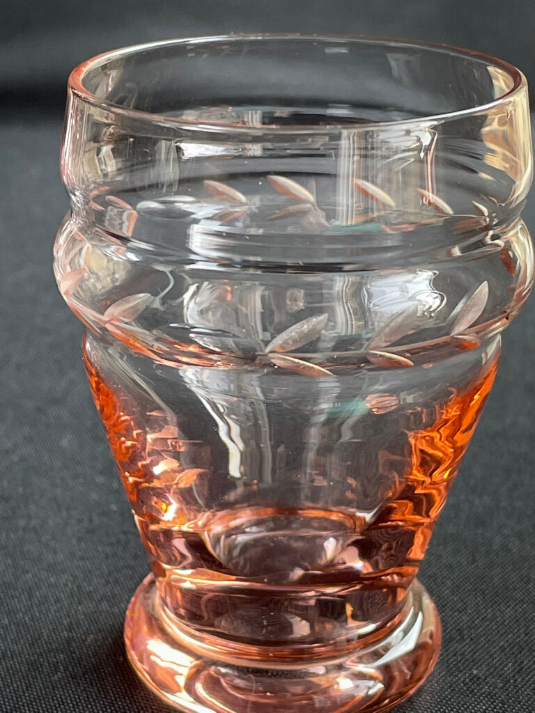 Service for 4 people - Art Deco - Glass or 1/2 pink crystal blown and cut