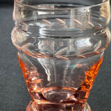 Service for 4 people - Art Deco - Glass or 1/2 pink crystal blown and cut