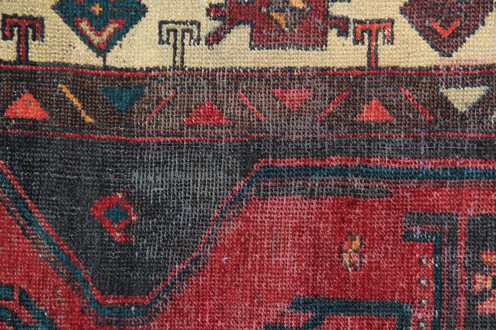 Traditional tribal wool runner rug long handwoven oriental carpet 155x320cm