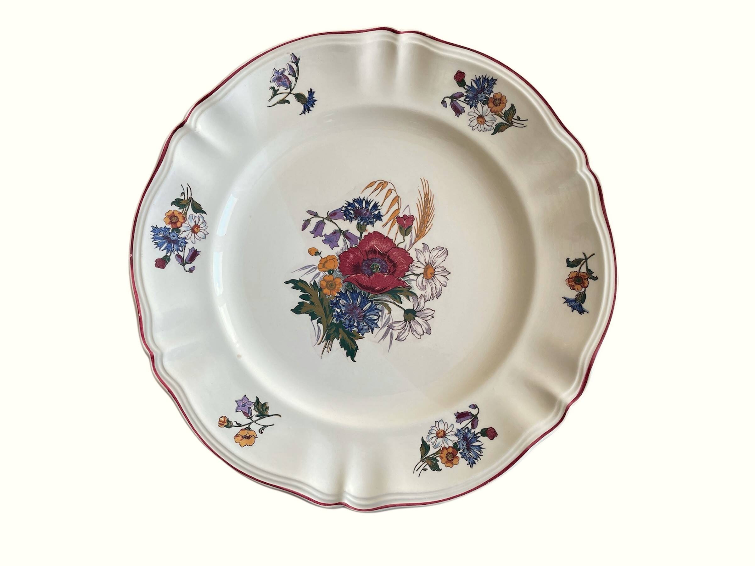 Antique serving platter in Sarreguemines earthenware.