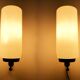 Pair of brass tube wall light and 1960s opalin glass