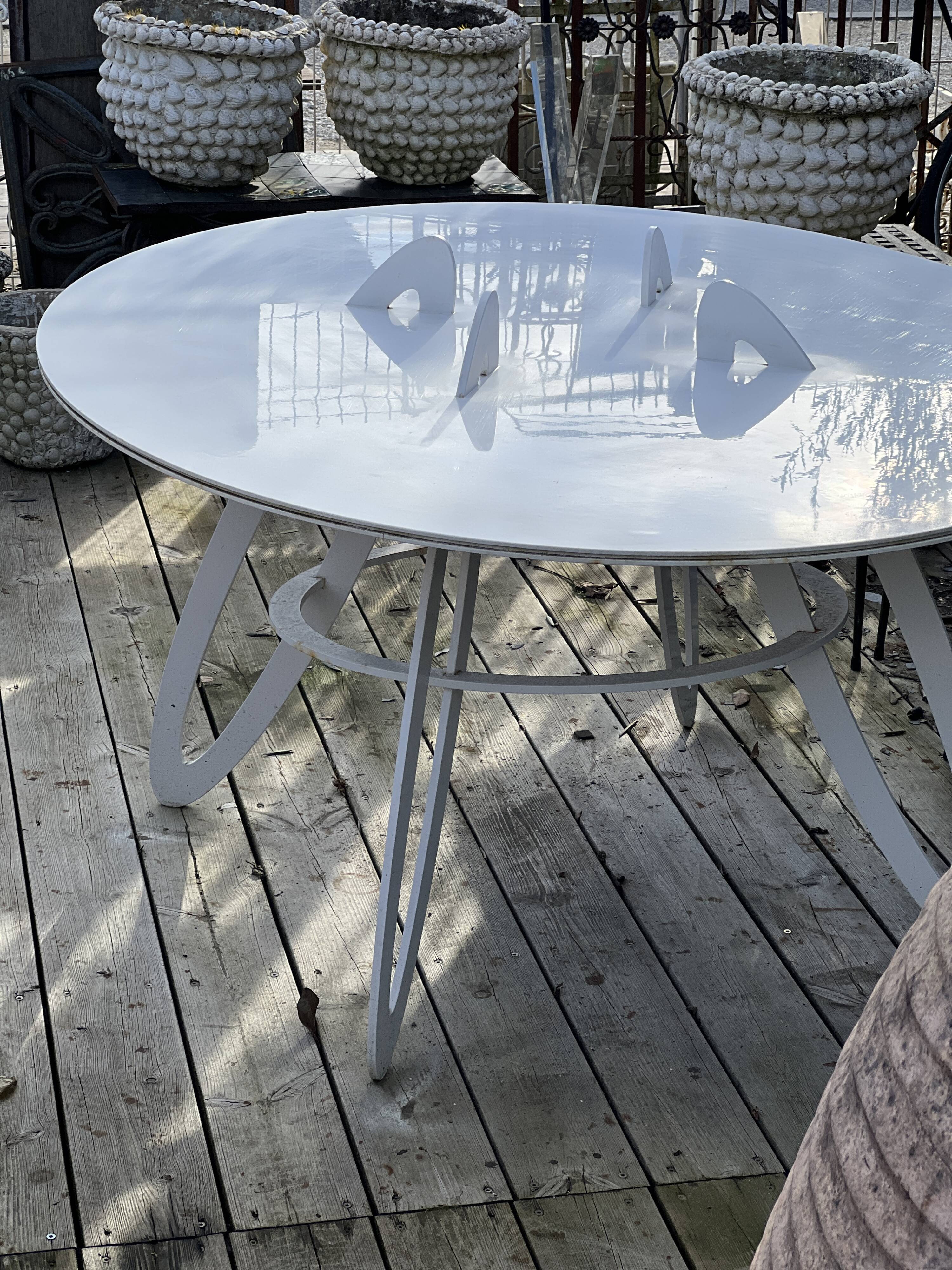 White metal table