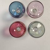 Set of colored stemmed glasses