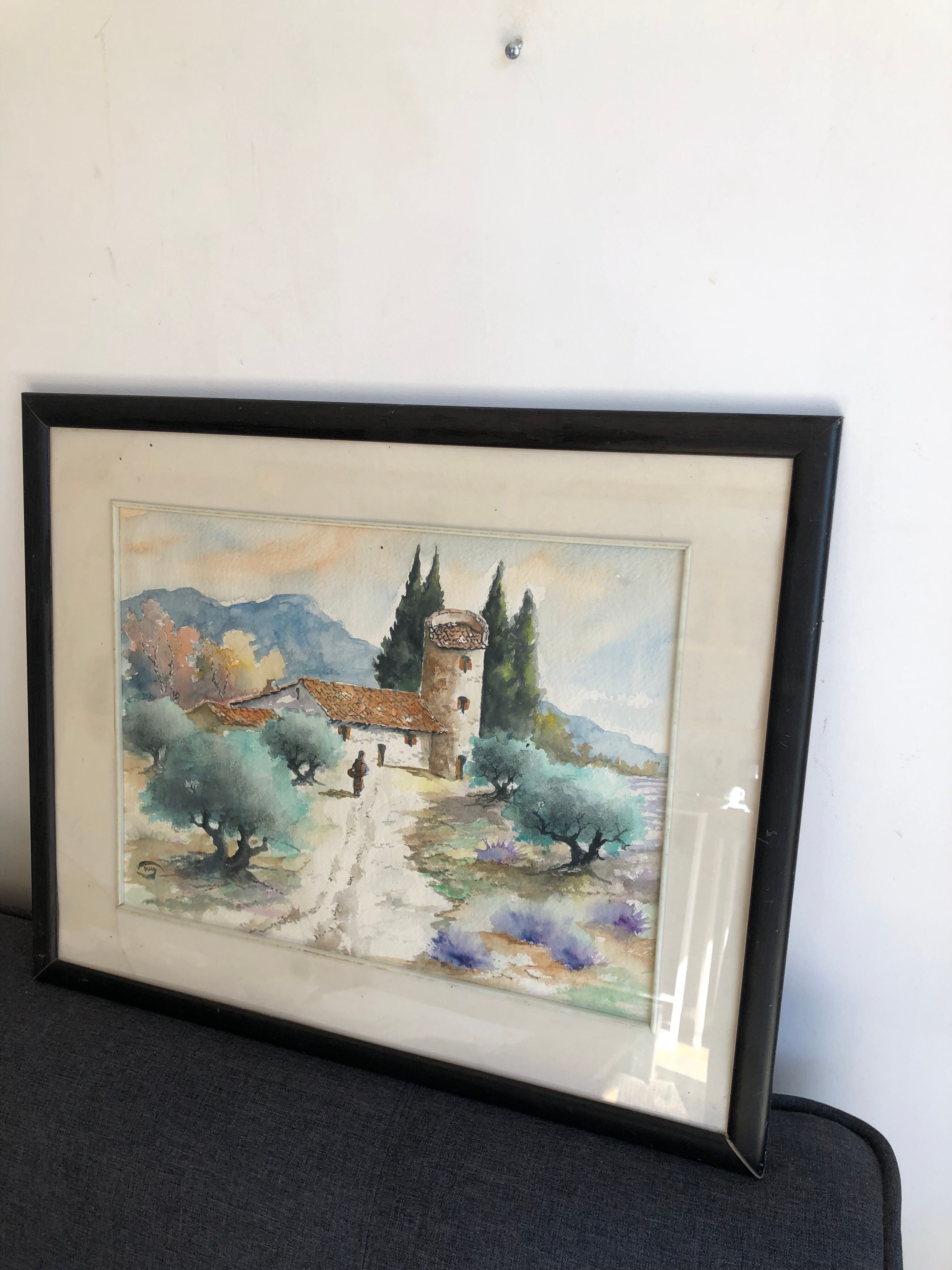 Aquarelle paysage de provence