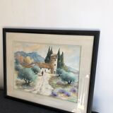 Watercolor landscape of provence