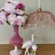 Vintage lampshade pendant light in pink molded glass - tableware collection -