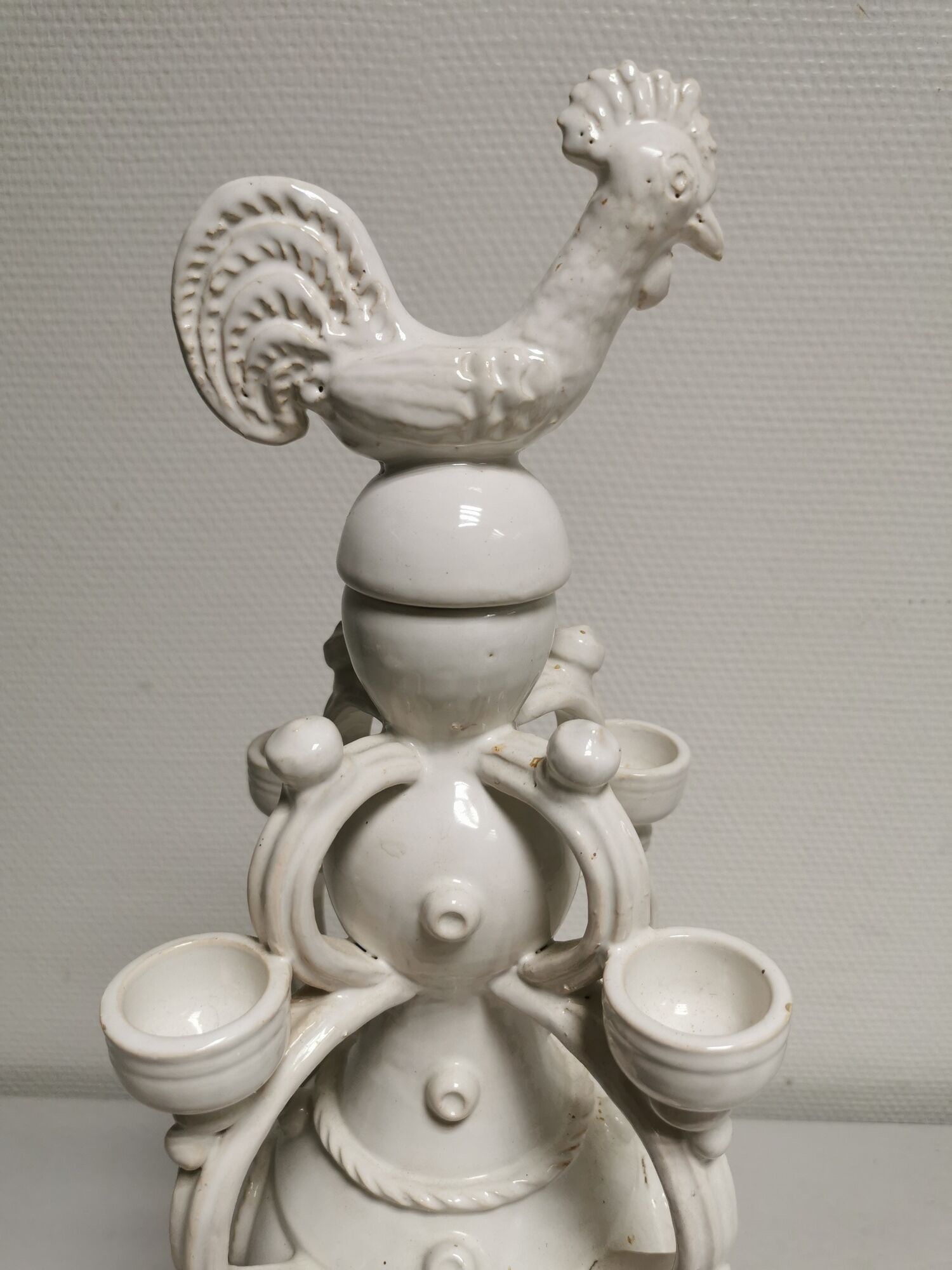 Vase gargoulette candle holder Emile Tessier Malicorne rooster