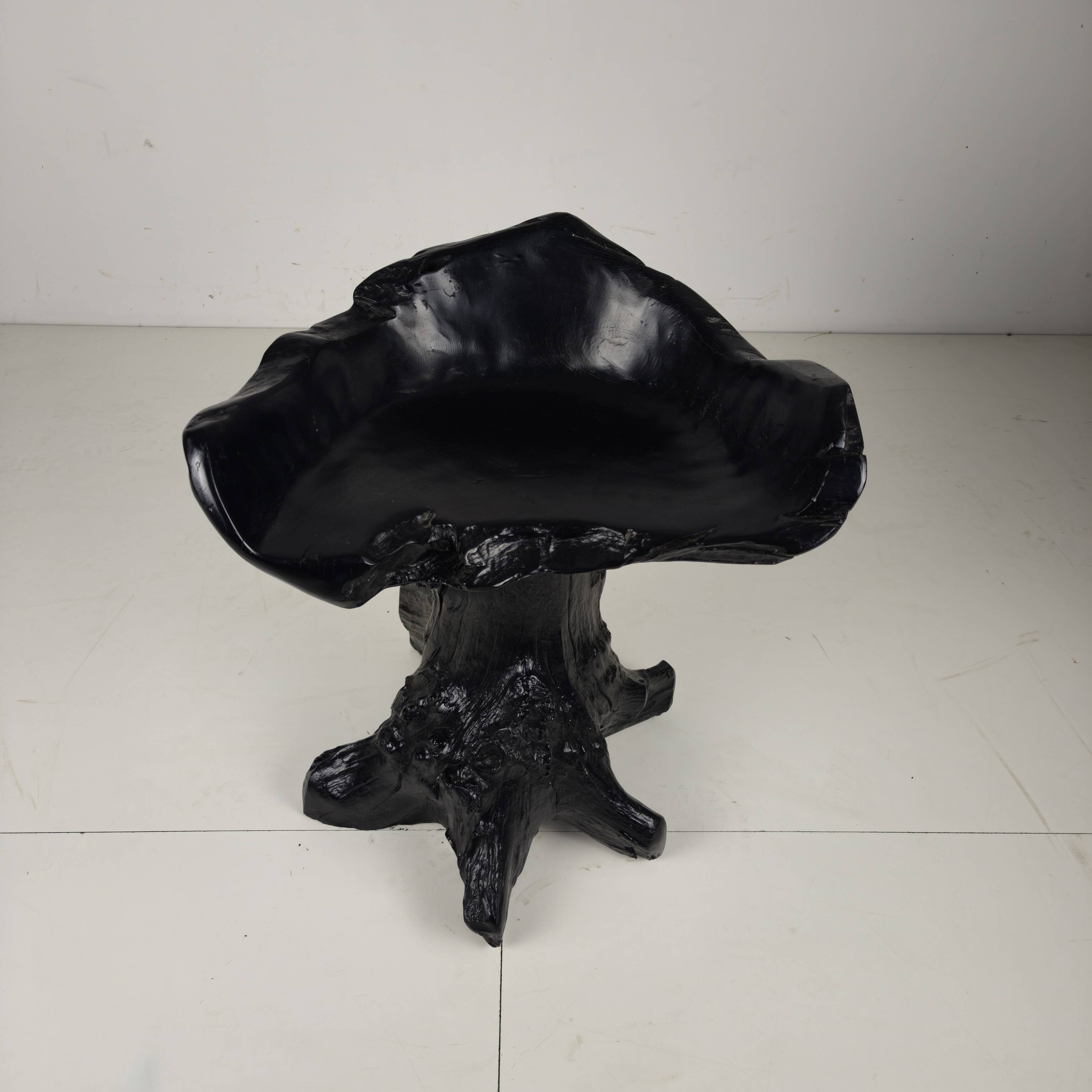 Mid-Century Black Tree Stump Chair