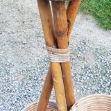 Rattan and bamboo plant holder from the 50s