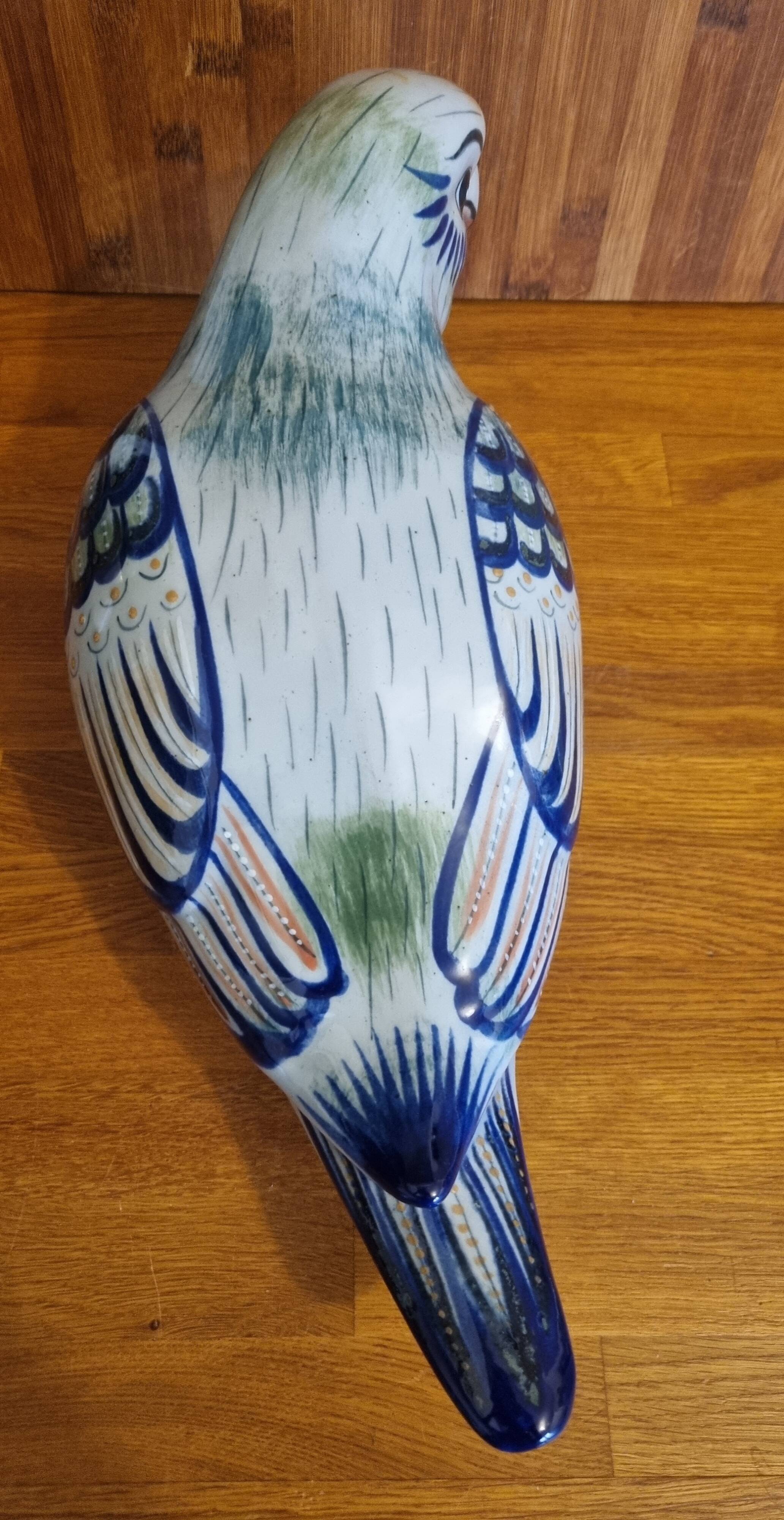 Large Vintage Parrot Pottery Erandi Tonala Mexico