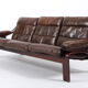 Vintage danish mid century  3 person sofa in brown leather 1970,s