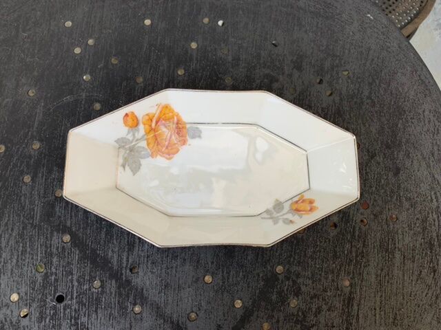 Art deco service dish in porcelain signed Lourioux foecy old