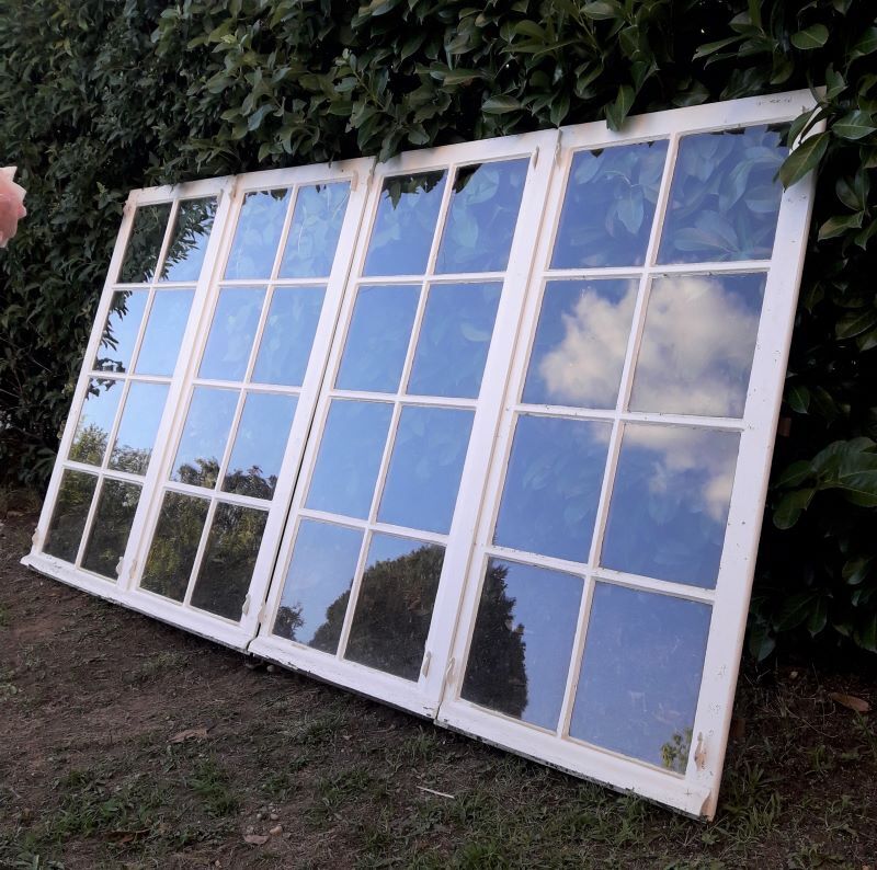 Glass window h141xl263 in oak 4 leaves
