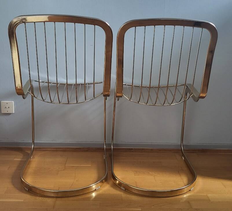 Golden metal chairs Cidue Italy 1970