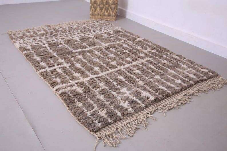 Taupe Beni Ourain rug, Moroccan rug 150/250cm