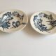 Hollow plates in faience iron earth birds and flowers 19th longwy