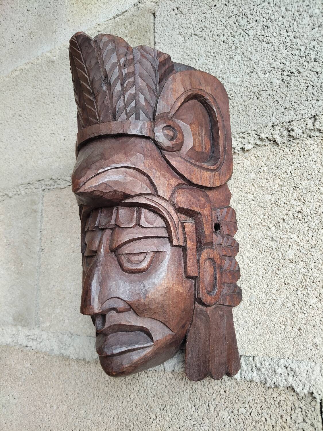 Carved wooden wall mask – Native American spirit – decorative piece vi