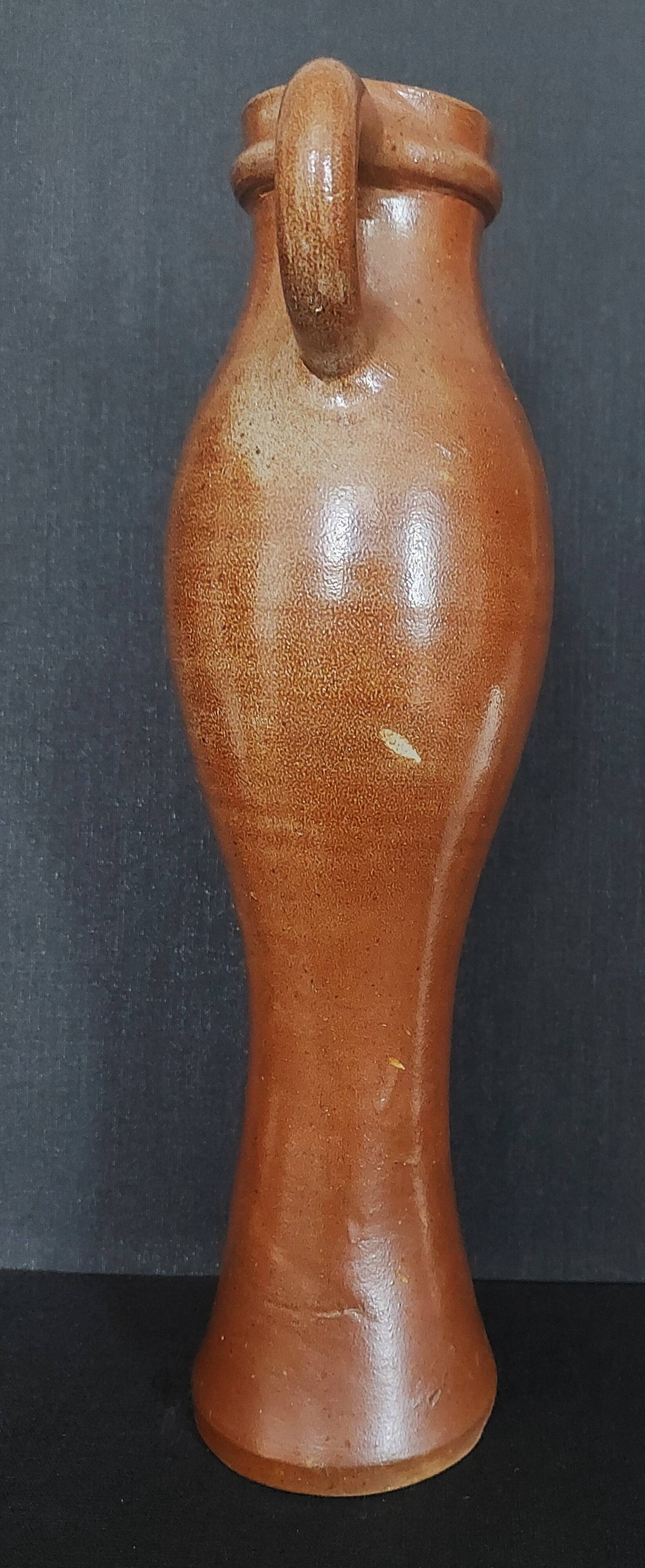 Vintage stoneware jug vase 42 cm ceramic 20th century