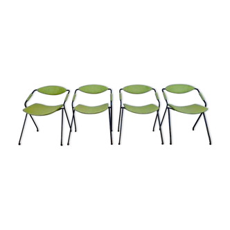 Série de 4 chaises fauteuils moderniste modèle Rugby  Design Gilbert STEINER Année 1960