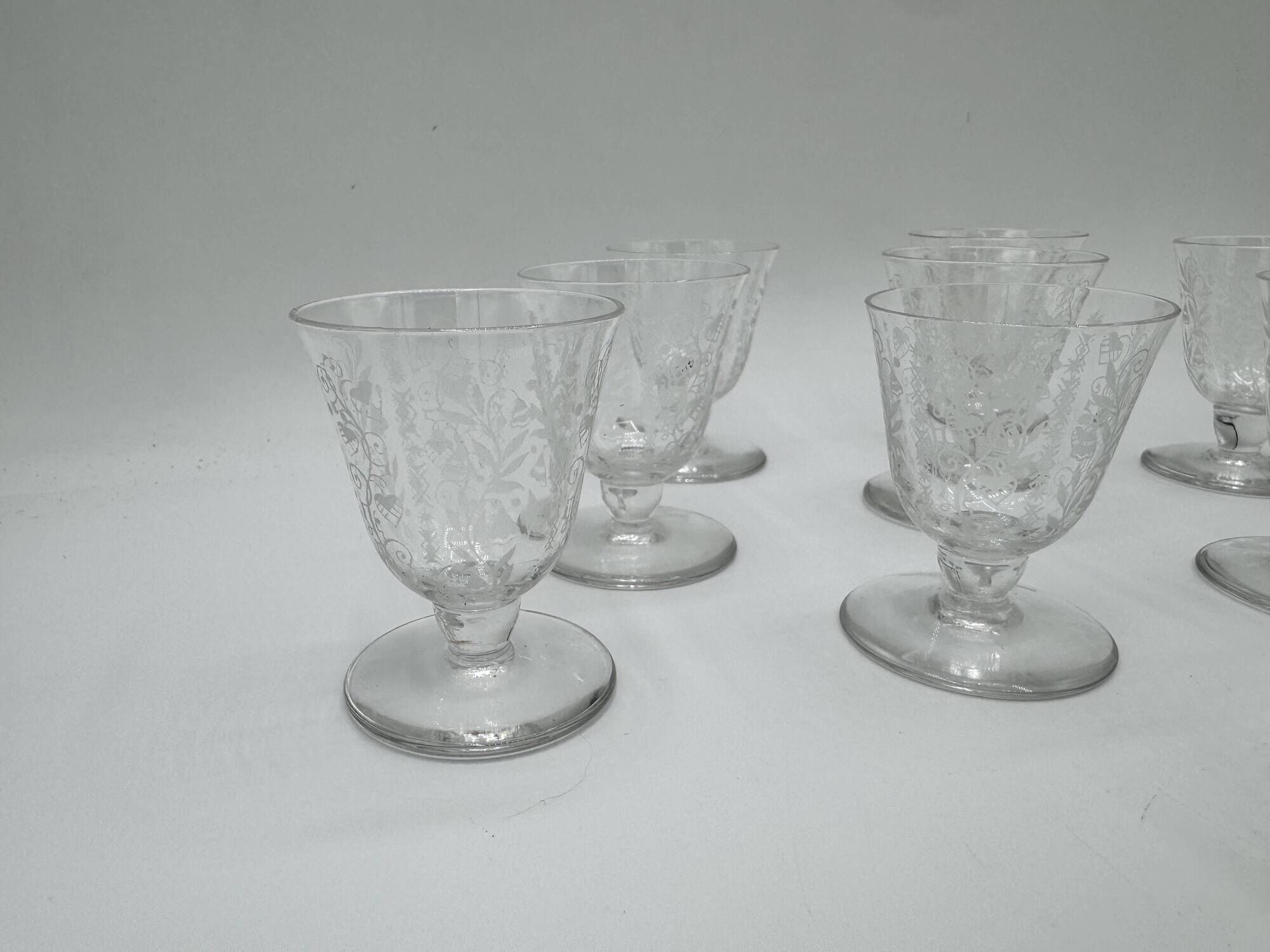 Set of 10 Crystal Liqueur Glasses from Baccarat – Argentina Model, 1940