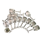 Set of 12 cut crystal wine glasses