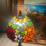 Tiffany style lamp vintage colourful flowers