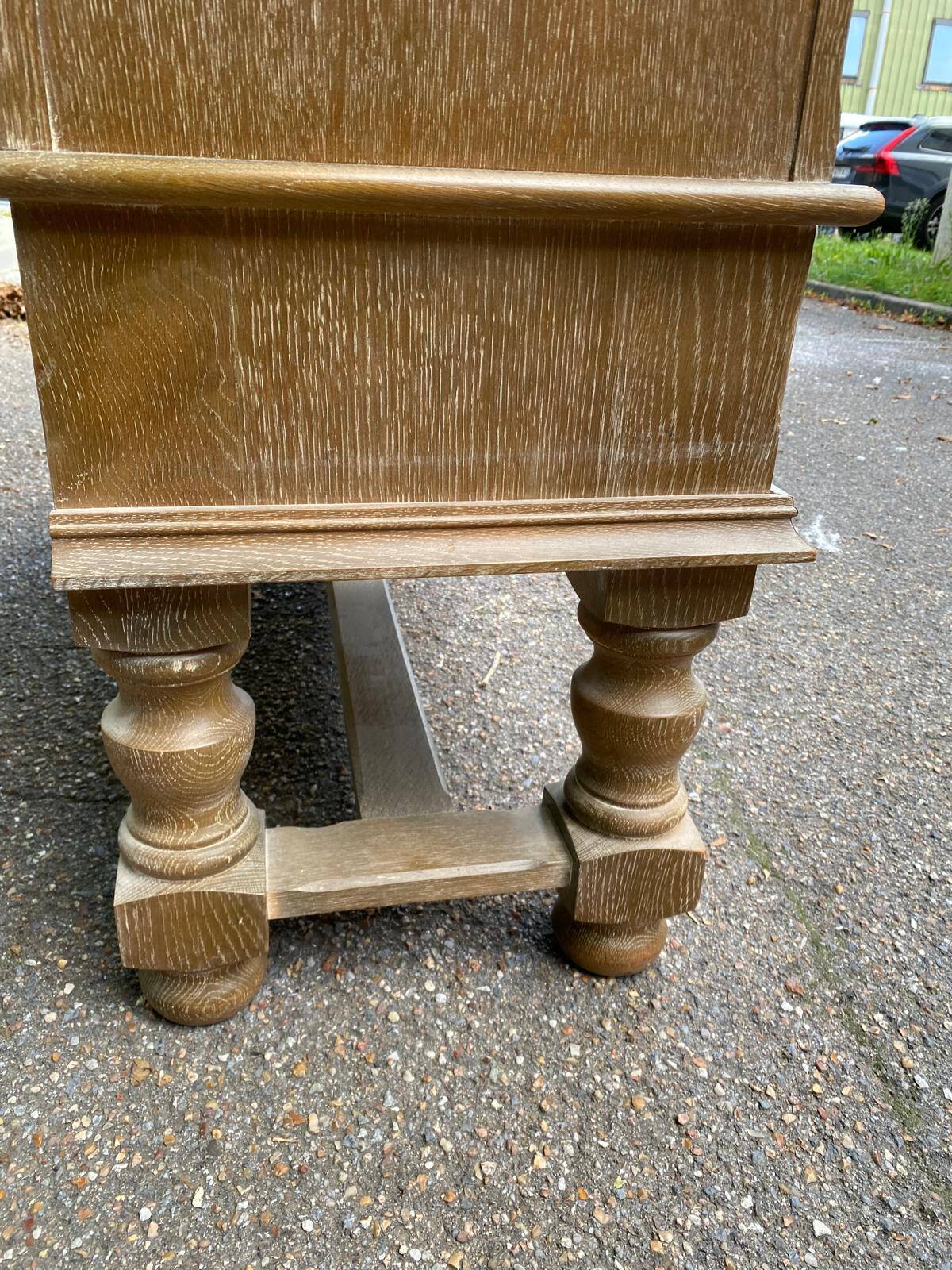 Spanish Renaissance display case in patinated solid wood
