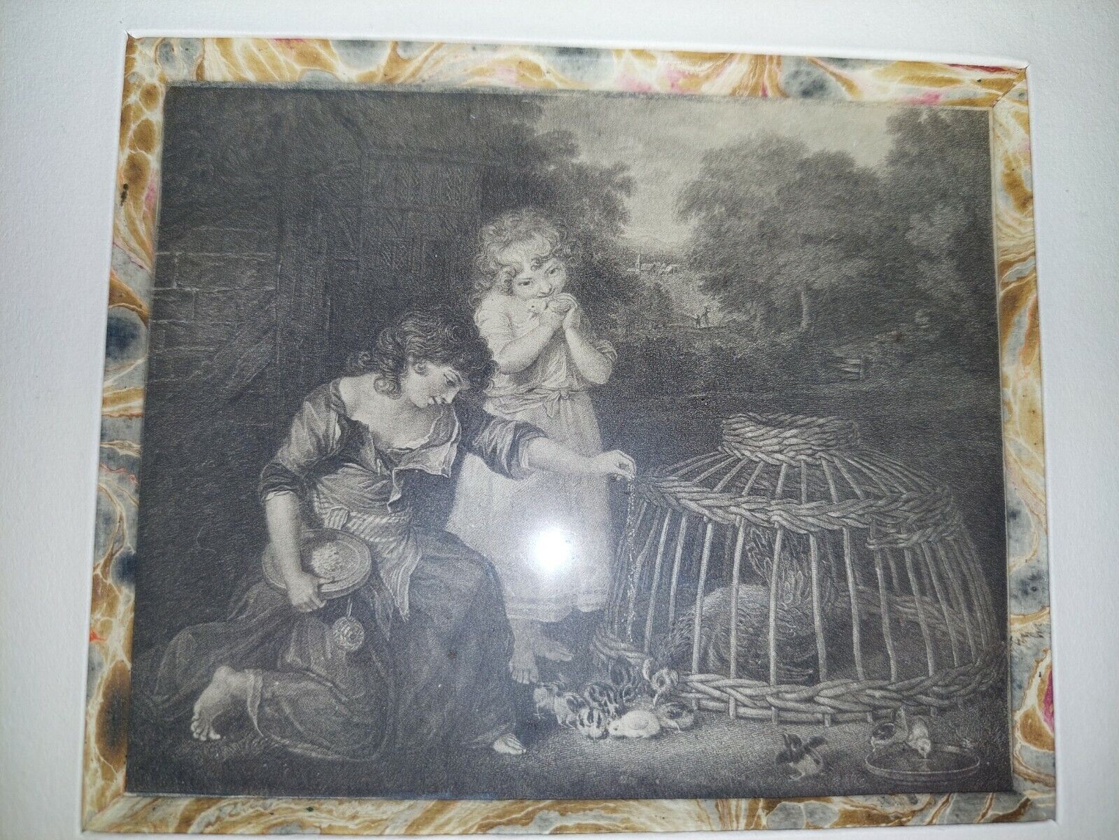 Gravure illustration enfants jouants