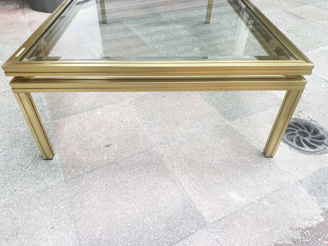 Brass and glass coffee table - Pierre Vandel - 70s
