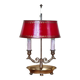 bronze and brass 2-bulb bouillotte lamp, red desk lamp
