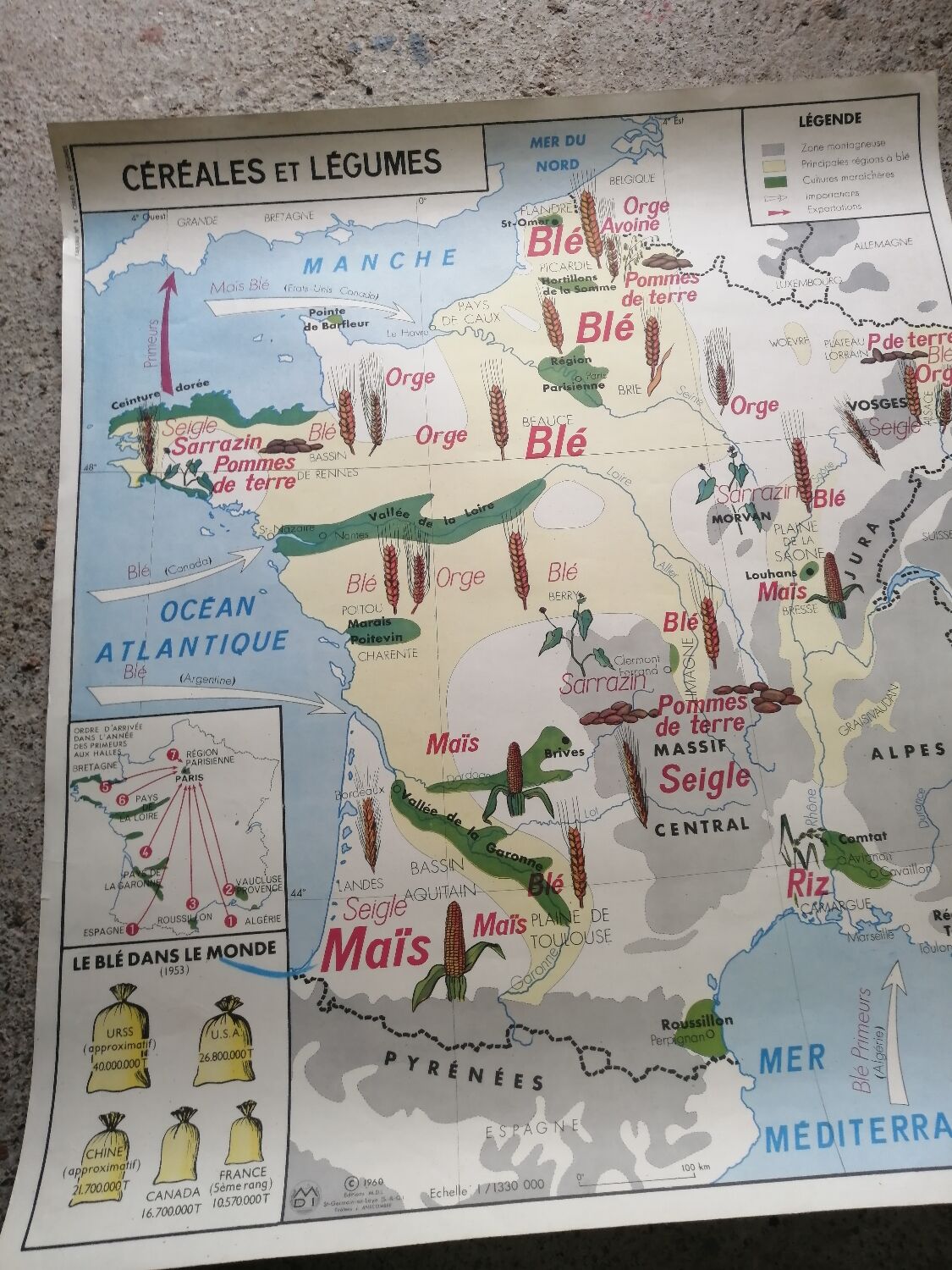 Carte scolaire vintage mdi FRANCE La Seine