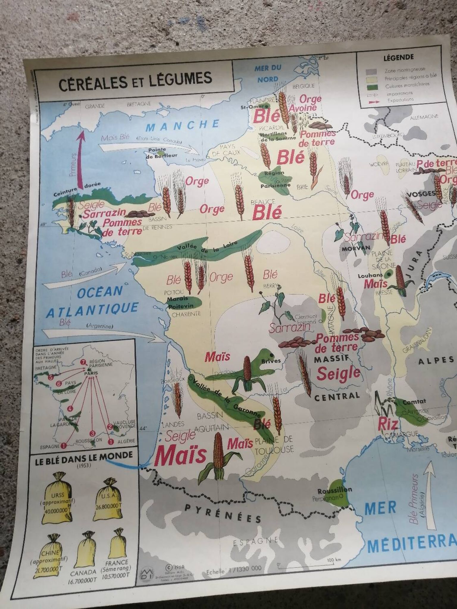 Vintage school map MDI FRANCE The Seine