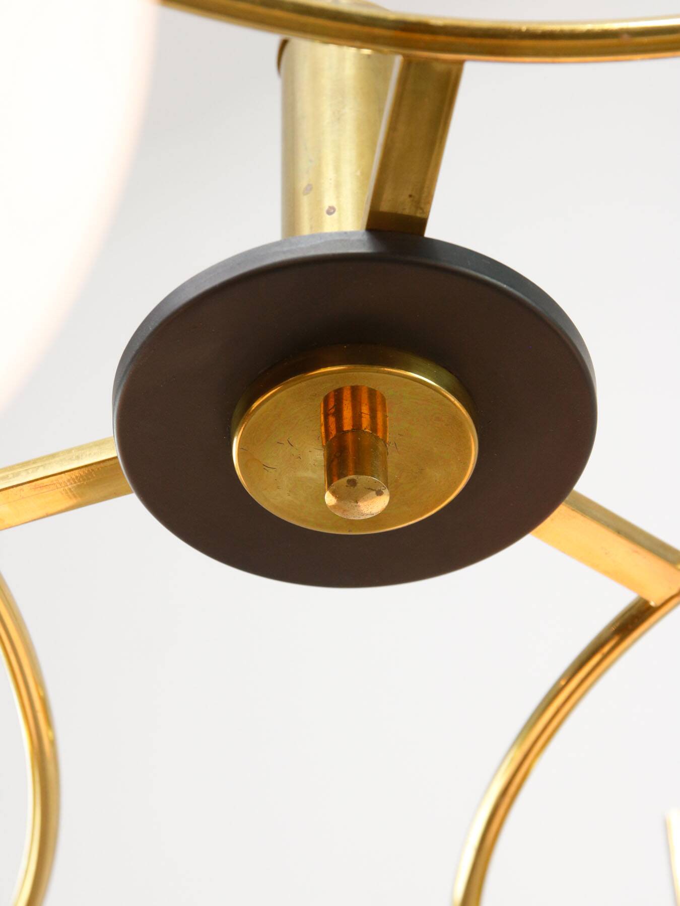 Mid-Century Modern Italian Brass and Opaline Chandelier