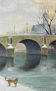 Tableau HSP "Bridge of Paris in winter" Notre Dame signed around 1950