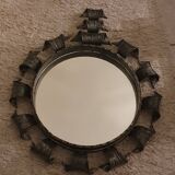 Miroir brutaliste en fer forgé Espagne 1950