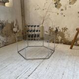 Hexagonal glass and chrome coffee table