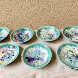 Salad bowl dessert service & 8 ramekins sandstone from the vintage Morvan 70s