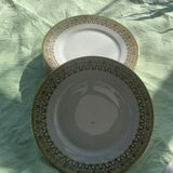 6 plates in limoges porcelain pattern old floral frieze